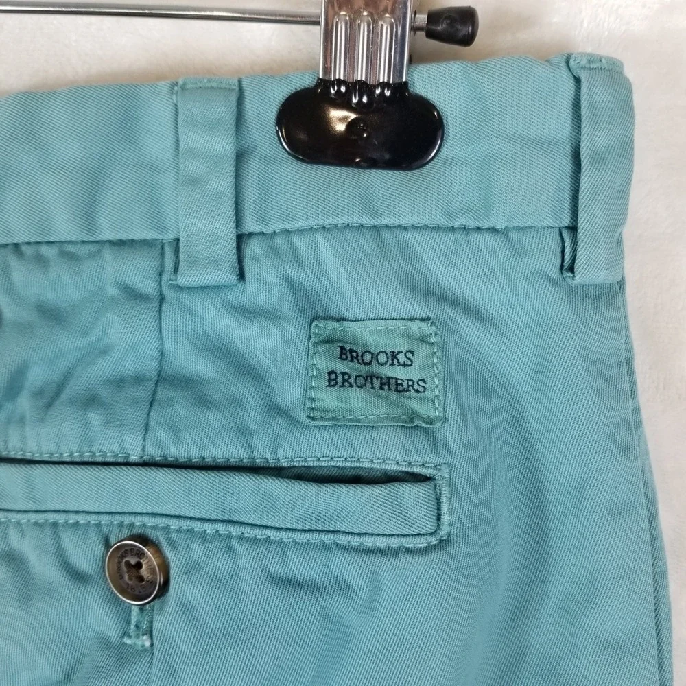 Brooks Brothers Milano Chinos Mens 34x32 Teal Slim Fit Cotton Trousers